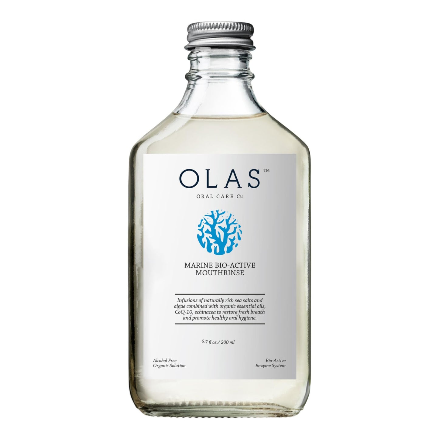 Olas Alcohol Free Mouthwash & Oral Rinse - Marine Bio-Active Mouth Rinse With Essential Oils & Antioxidants for a Healthy Oral Microbiome - Fluoride Free Natural Mouthwash (500 ml)