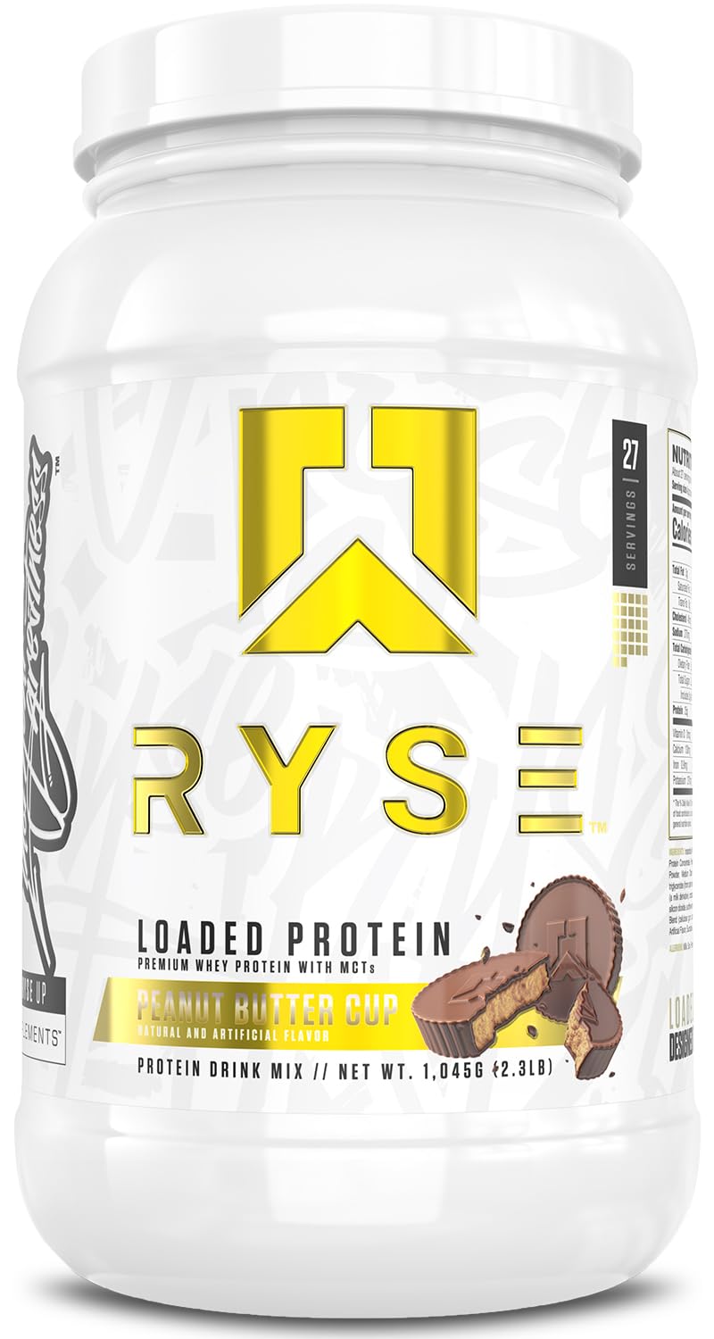 RYSE Loaded Protein Powder - Cinnamon Toast - 25g Whey Protein Isolate & Concentrate with Prebiotic Fiber & MCTs - Low Carb, Low Sugar, Digestive-Friendly - 20 Servings / 1.5 lb Tub