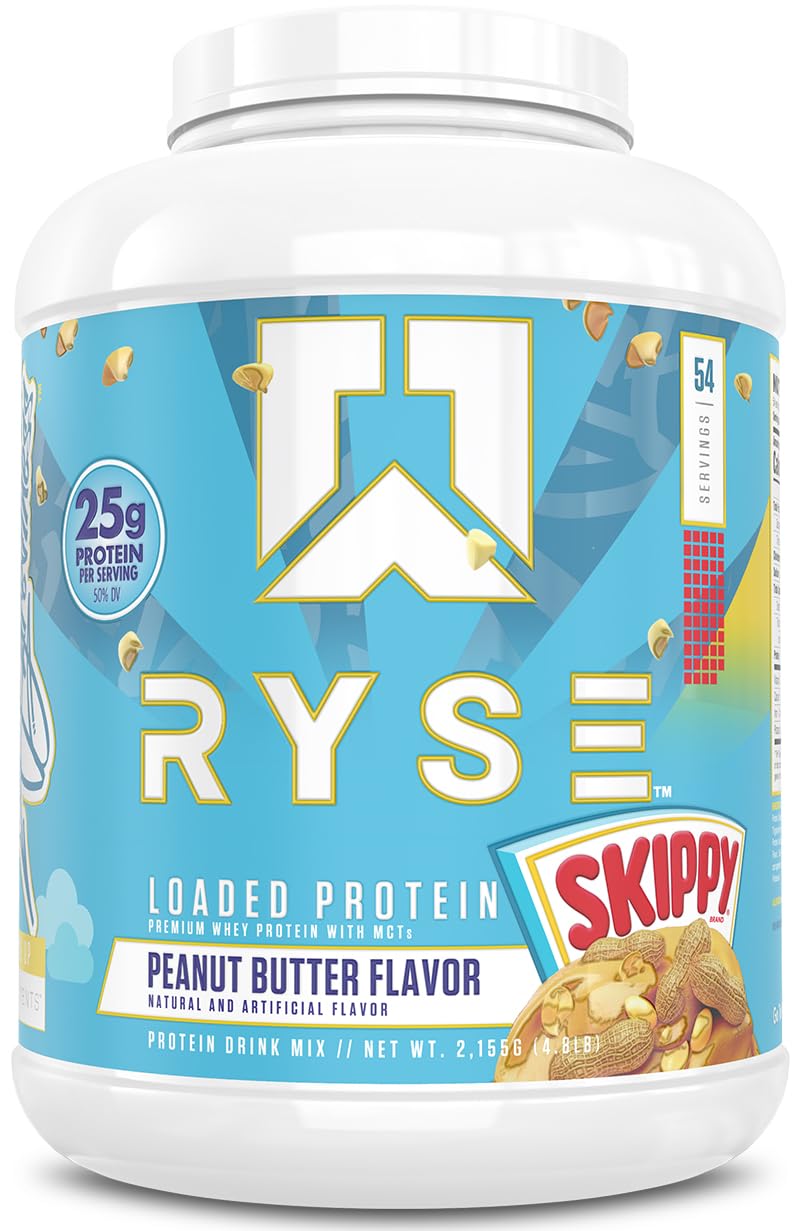 RYSE Loaded Protein Powder - Cinnamon Toast - 25g Whey Protein Isolate & Concentrate with Prebiotic Fiber & MCTs - Low Carb, Low Sugar, Digestive-Friendly - 20 Servings / 1.5 lb Tub