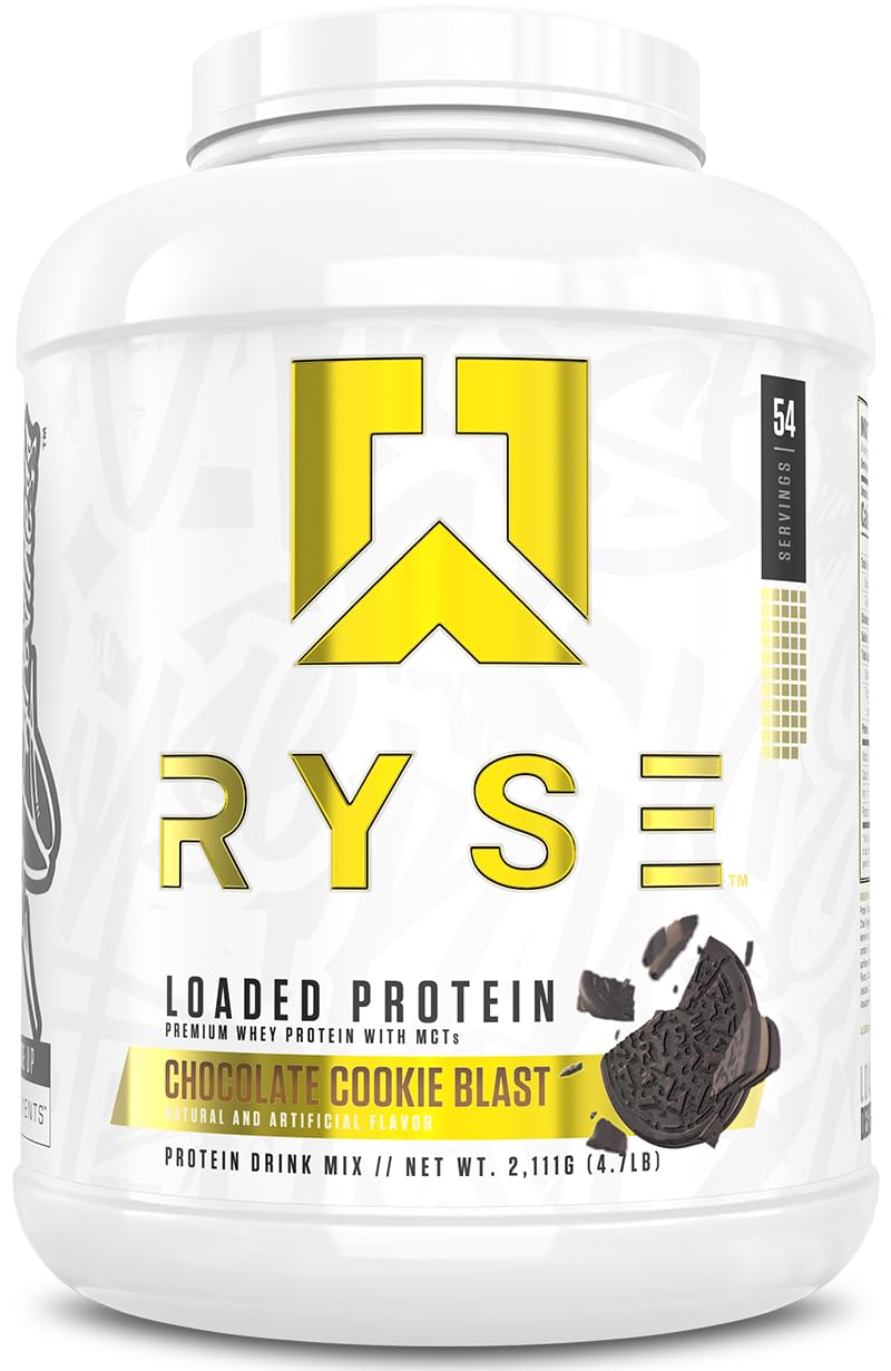 RYSE Loaded Protein Powder - Cinnamon Toast - 25g Whey Protein Isolate & Concentrate with Prebiotic Fiber & MCTs - Low Carb, Low Sugar, Digestive-Friendly - 20 Servings / 1.5 lb Tub