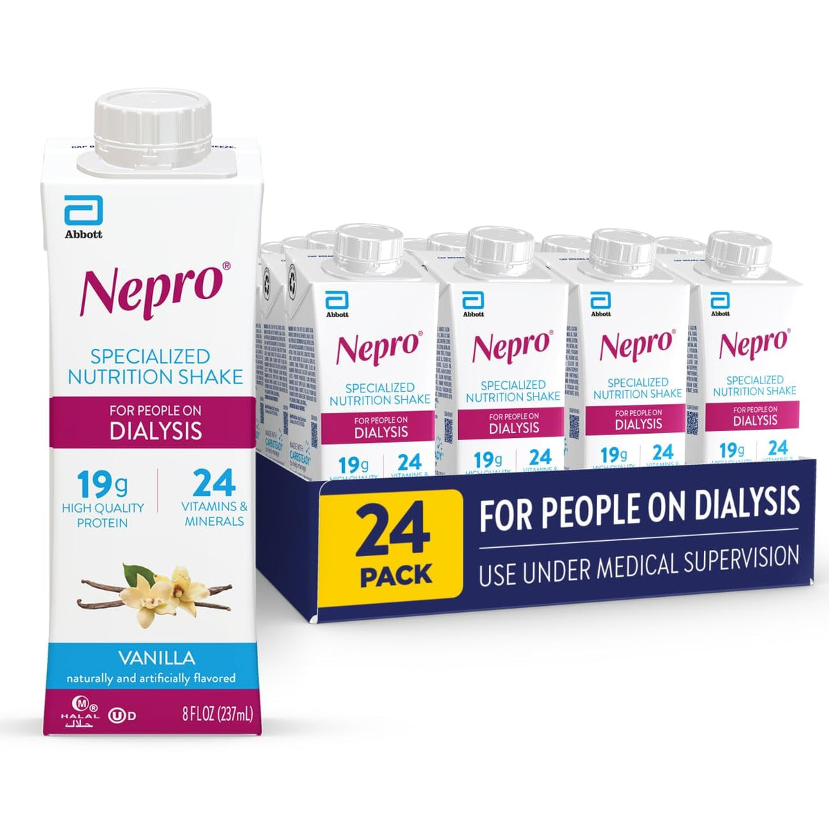 Nepro Renal Nutrition Shake for People on Dialysis, Vanilla Tetra, 24ct