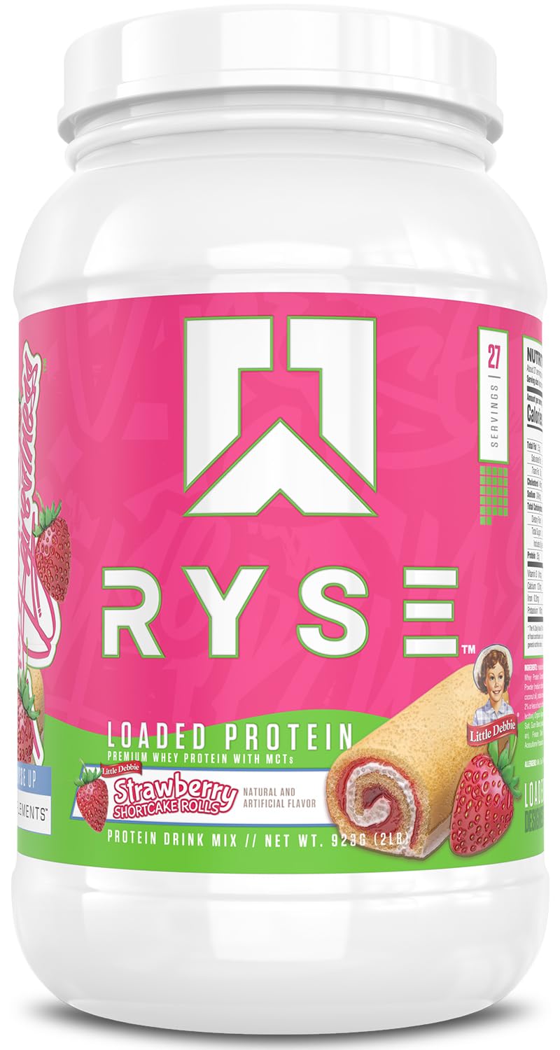 RYSE Loaded Protein Powder - Cinnamon Toast - 25g Whey Protein Isolate & Concentrate with Prebiotic Fiber & MCTs - Low Carb, Low Sugar, Digestive-Friendly - 20 Servings / 1.5 lb Tub