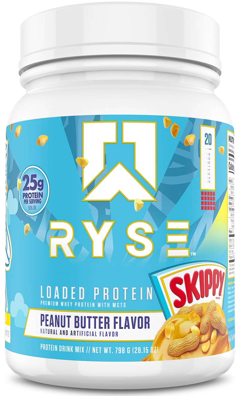 RYSE Loaded Protein Powder - Cinnamon Toast - 25g Whey Protein Isolate & Concentrate with Prebiotic Fiber & MCTs - Low Carb, Low Sugar, Digestive-Friendly - 20 Servings / 1.5 lb Tub