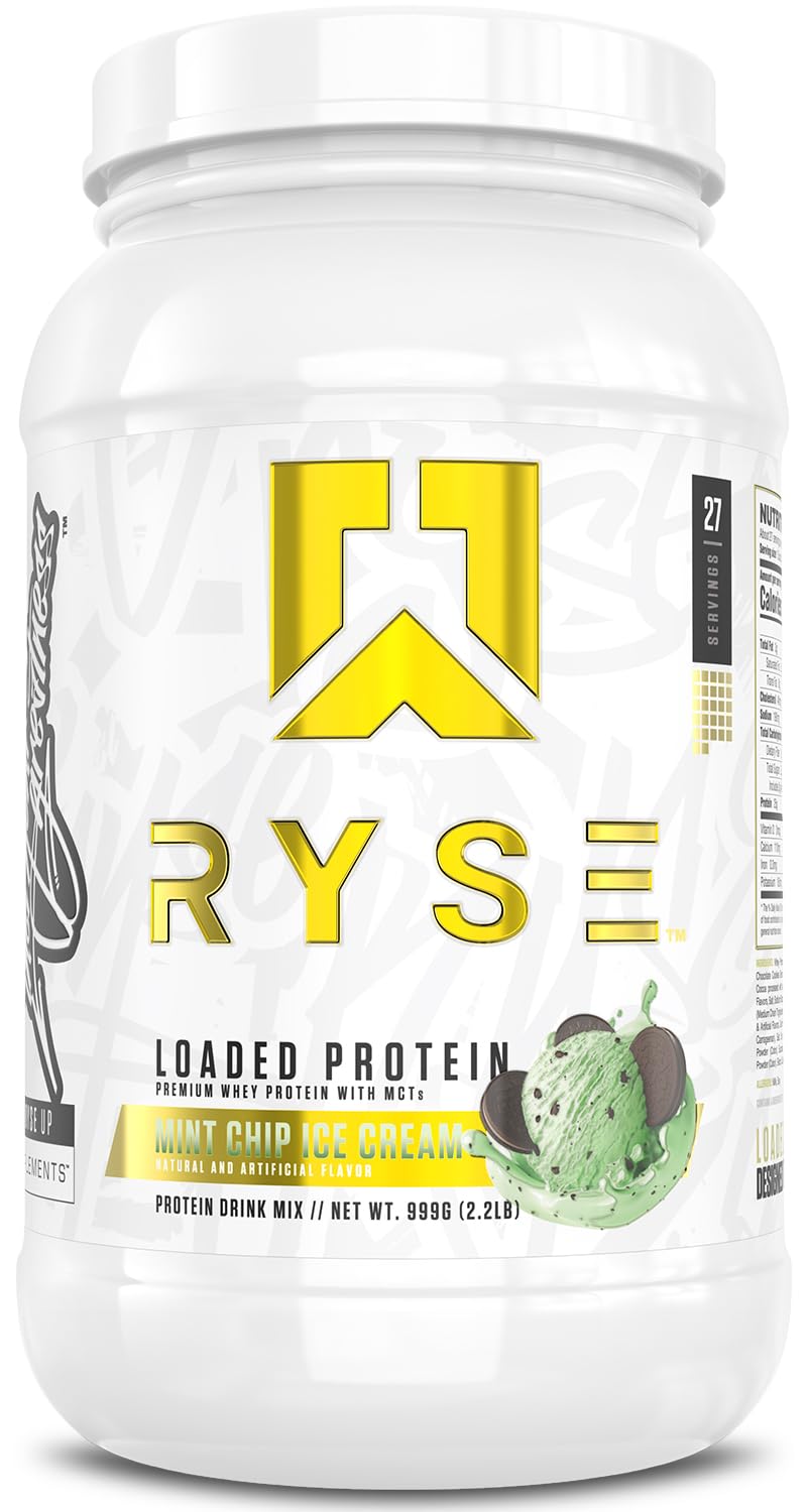 RYSE Loaded Protein Powder - Cinnamon Toast - 25g Whey Protein Isolate & Concentrate with Prebiotic Fiber & MCTs - Low Carb, Low Sugar, Digestive-Friendly - 20 Servings / 1.5 lb Tub