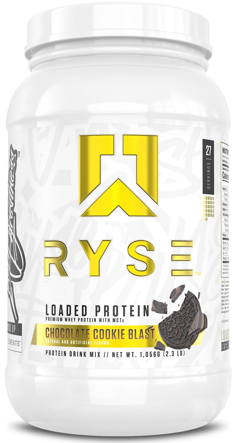 RYSE Loaded Protein Powder - Cinnamon Toast - 25g Whey Protein Isolate & Concentrate with Prebiotic Fiber & MCTs - Low Carb, Low Sugar, Digestive-Friendly - 20 Servings / 1.5 lb Tub