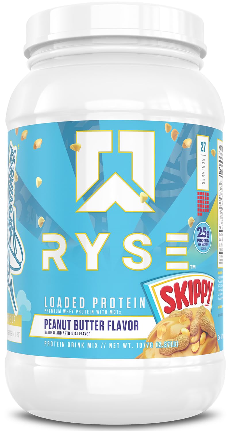 RYSE Loaded Protein Powder - Cinnamon Toast - 25g Whey Protein Isolate & Concentrate with Prebiotic Fiber & MCTs - Low Carb, Low Sugar, Digestive-Friendly - 20 Servings / 1.5 lb Tub