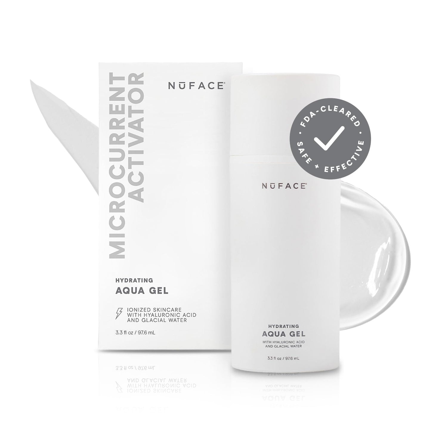 NuFACE Aqua Gel Activator - Microcurrent Conductive Gel & Activator Powered by IonPlex & Hyaluronic Acid to Enhance Results of NuFACE Microcurrent Facial Device - Improves Skin Radiance (10 oz)