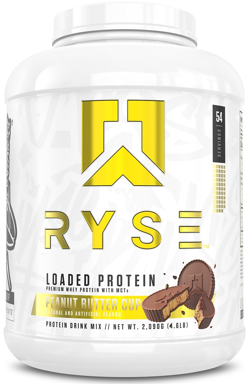 RYSE Loaded Protein Powder - Cinnamon Toast - 25g Whey Protein Isolate & Concentrate with Prebiotic Fiber & MCTs - Low Carb, Low Sugar, Digestive-Friendly - 20 Servings / 1.5 lb Tub