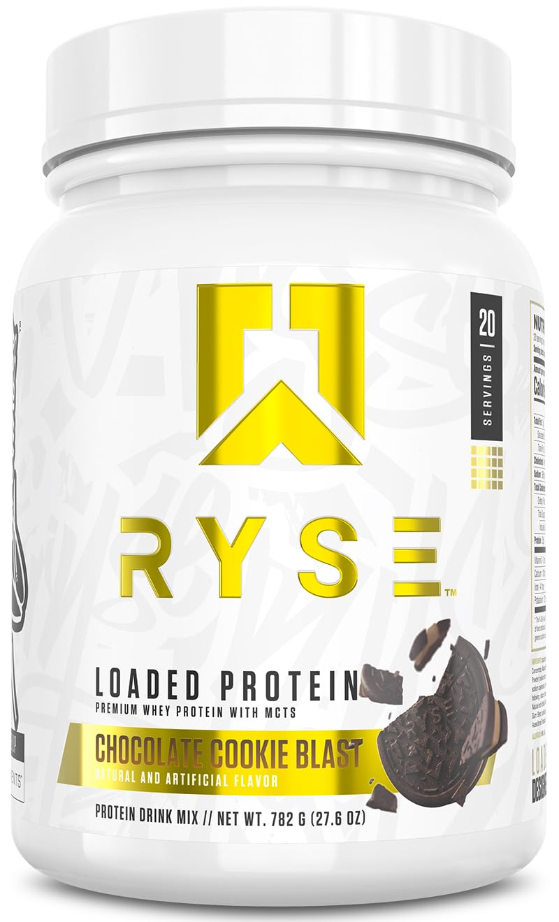RYSE Loaded Protein Powder - Cinnamon Toast - 25g Whey Protein Isolate & Concentrate with Prebiotic Fiber & MCTs - Low Carb, Low Sugar, Digestive-Friendly - 20 Servings / 1.5 lb Tub