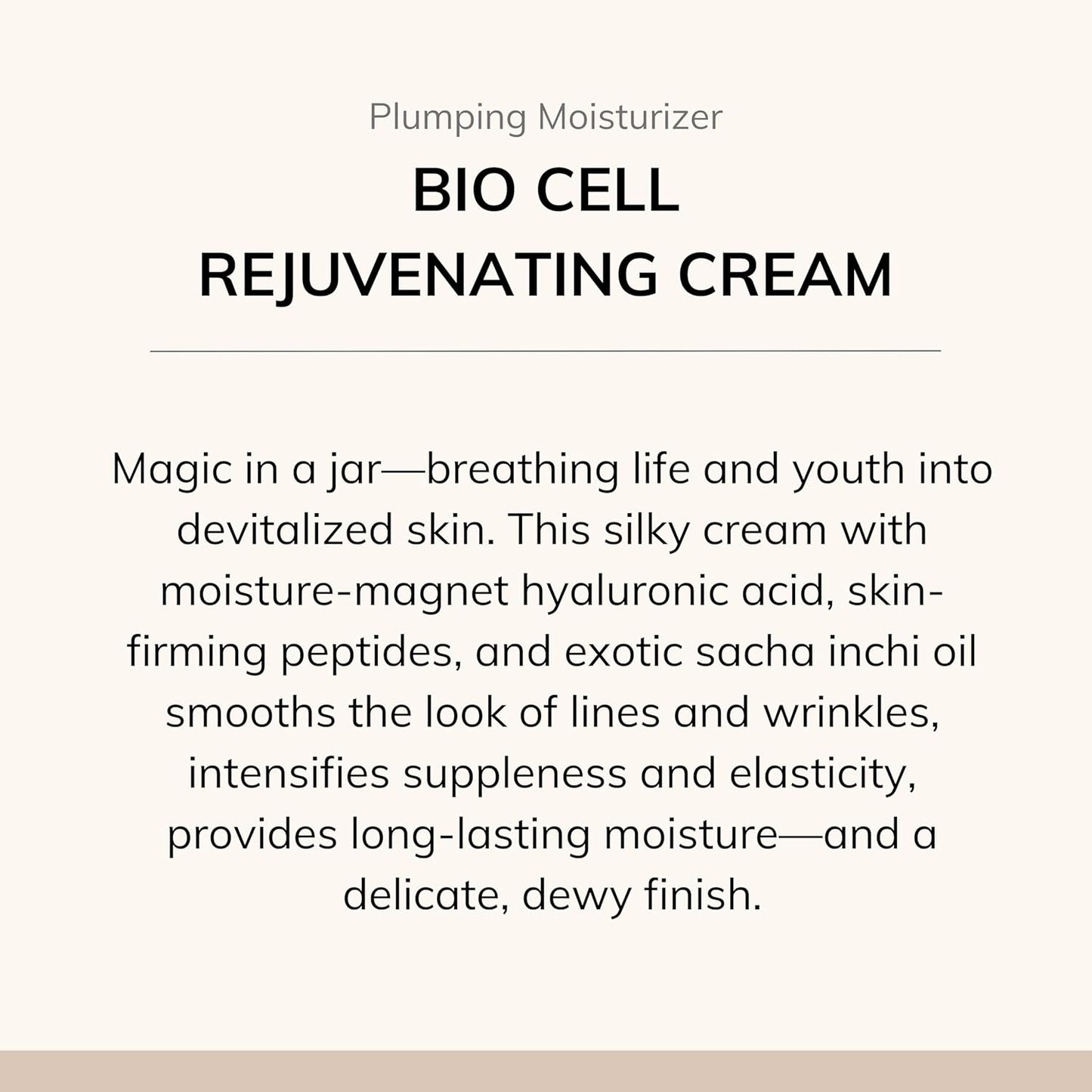 Le Mieux Bio Cell Rejuvenating Cream - Triple Peptide Facial Moisturizer with Hyaluronic Acid, Squalane & Rose Hip, Night & Day Cream for Face & Neck, No Parabens or Sulfates (1.75 oz / 52 ml)