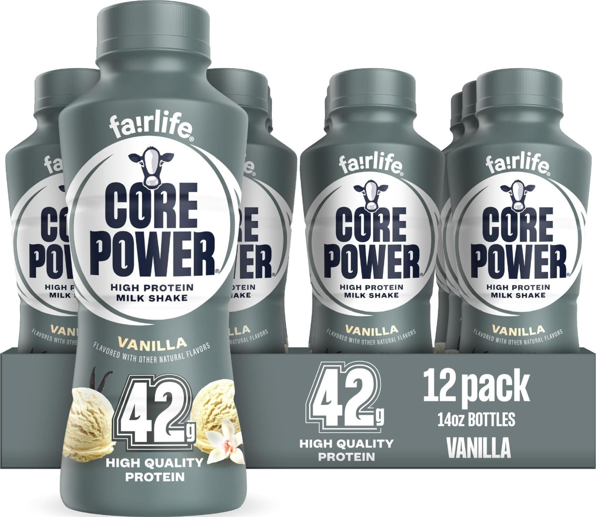 Core Power Fairlife Elite 42g High Protein Milk Shake Bottle , Ready To Drink for Workout Recovery, Strawberry, 14 Fl Oz, Liquid, kosher (Pack of 12)