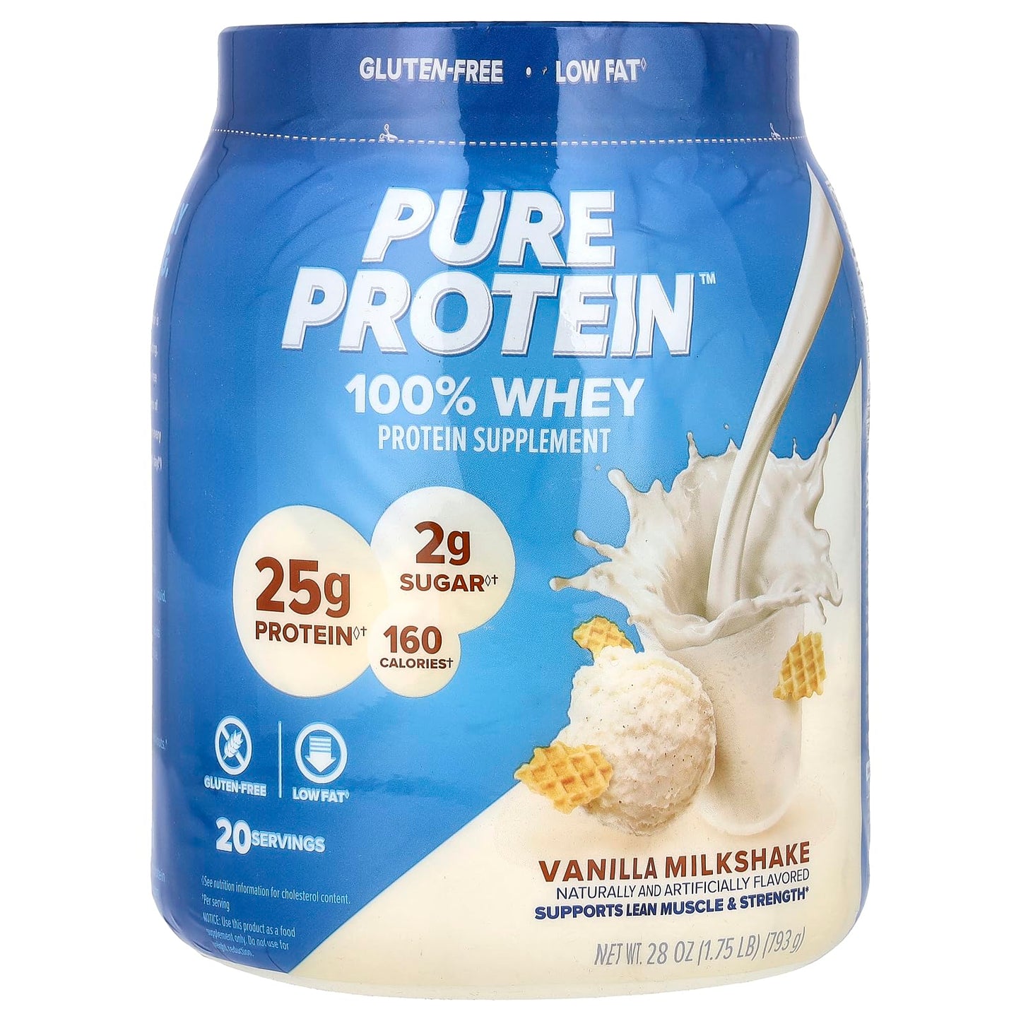 Pure Protein 100% Whey Protein Powder - High Protein & Low Carb Post-Workout Shake - Rich Chocolate, 1.75 lb