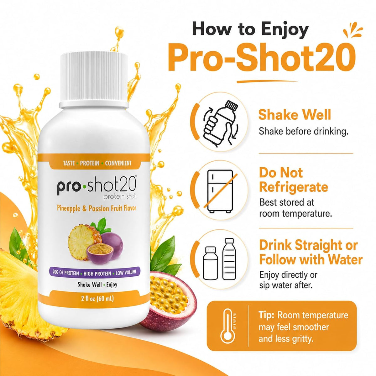 Pro-Shot20 Protein Shots, 20g, Ready to Drink, 12-Pack