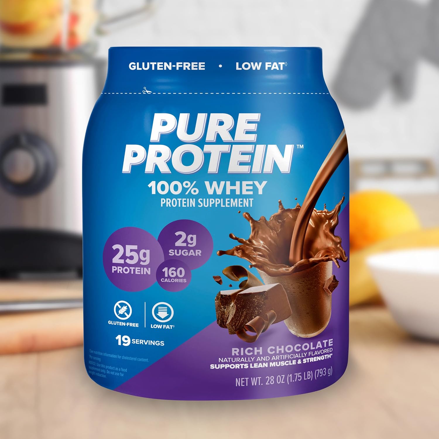 Pure Protein 100% Whey Protein Powder - High Protein & Low Carb Post-Workout Shake - Rich Chocolate, 1.75 lb