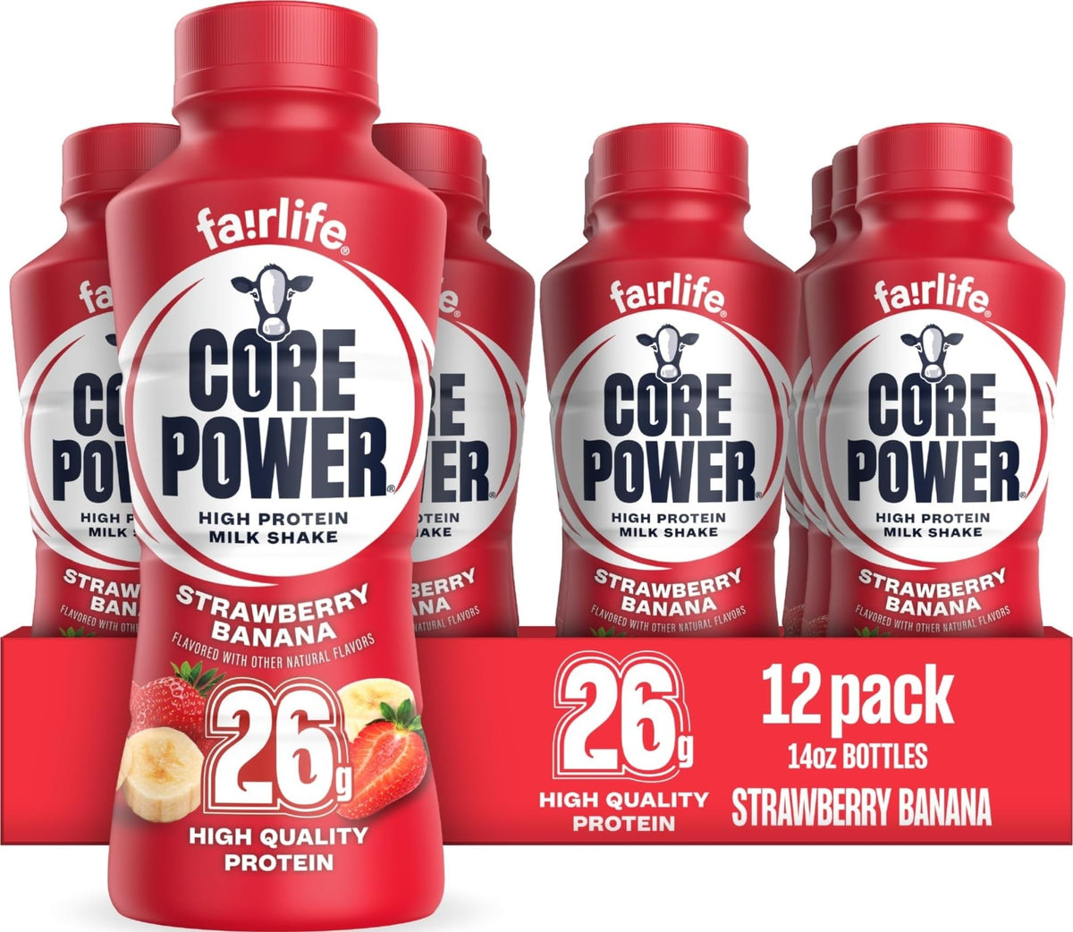 Core Power Fairlife 26g Protein Milk Shakes, Ready To Drink for Workout Recovery Liquid, Vanilla, 14 Fl Oz Bottle, kosher (Pack of 12)