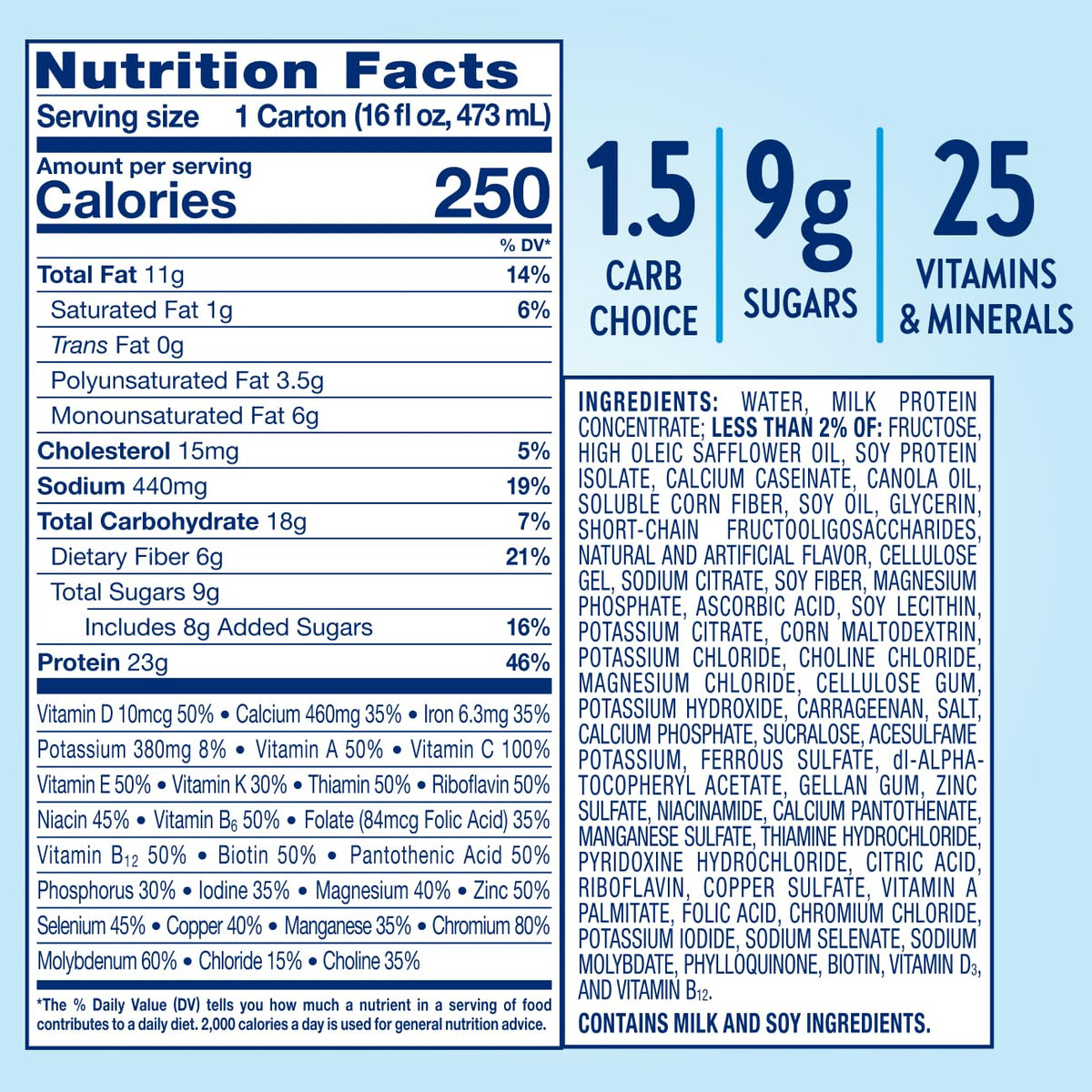 Glucerna Hunger Smart Meal Sized Diabetes Care Shake, Classic Vanilla, Diabetic Meal Replacement to Support Blood Sugar Management, 23g Protein, 250 Calories, Ready to Drink, 16-fl-oz Bottle, 12 Pack
